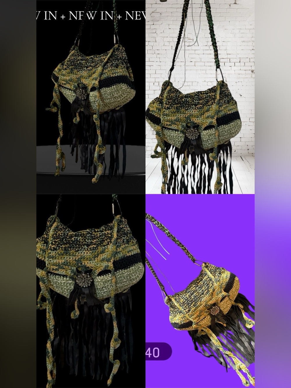 Designer Freestyle Camouflage  Crochet Fringe Shoulder Bag